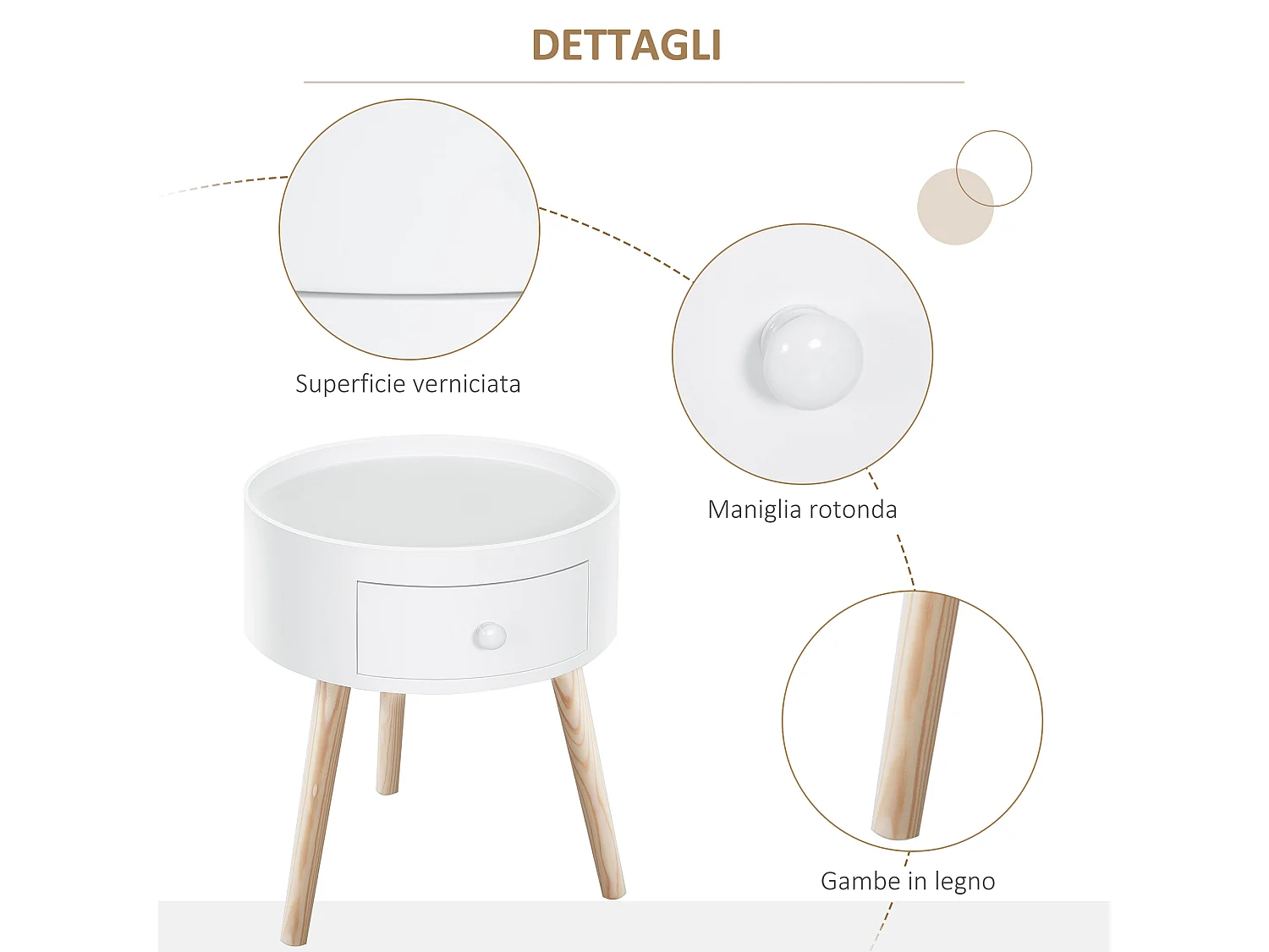 Tavolino da salotto moderno in legno bianco