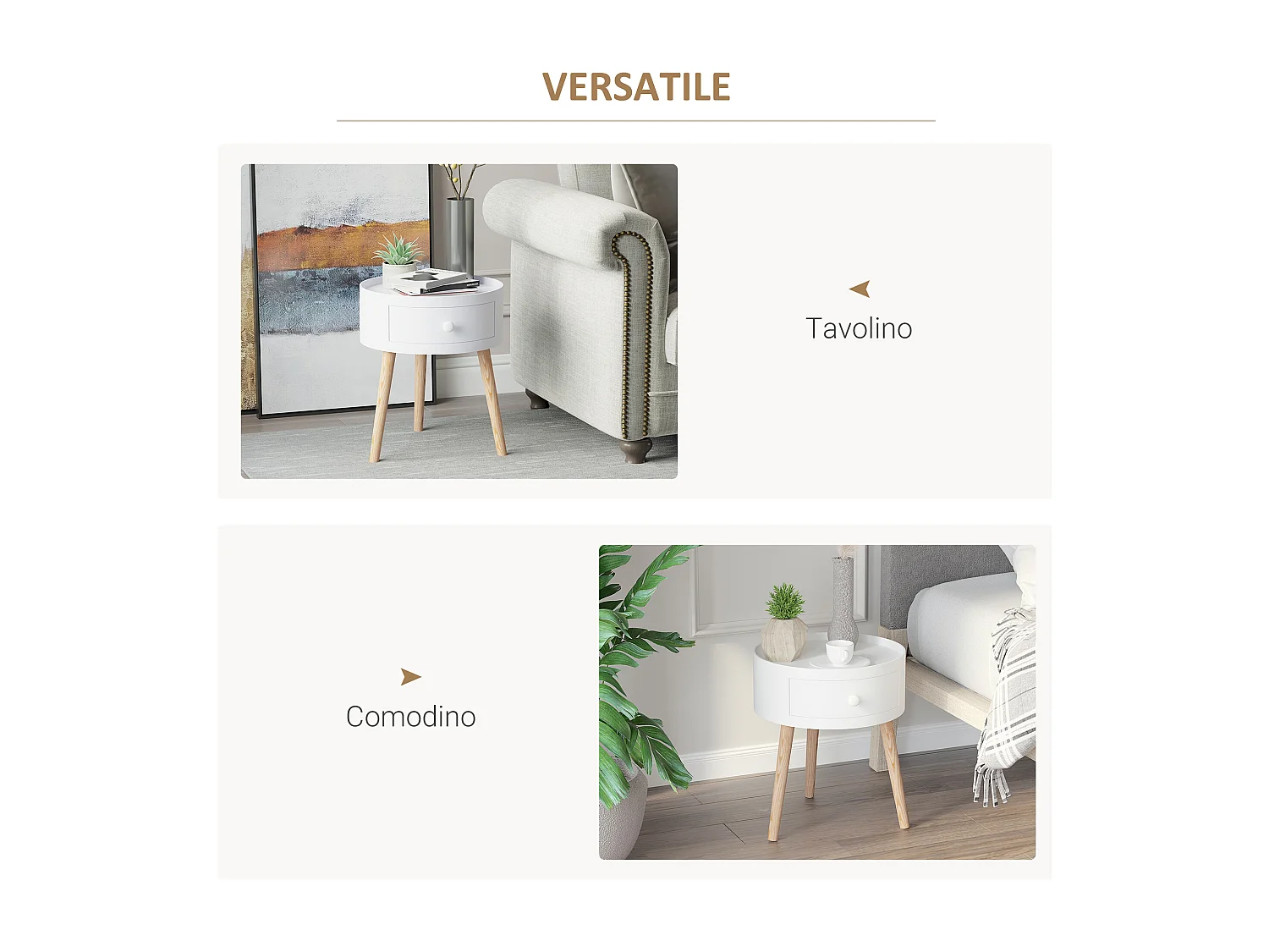 Tavolino da salotto moderno in legno bianco