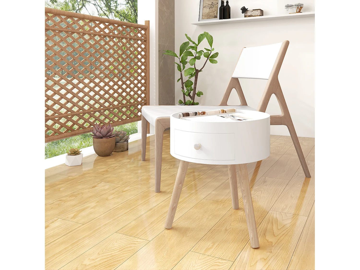 Tavolino da salotto moderno in legno bianco