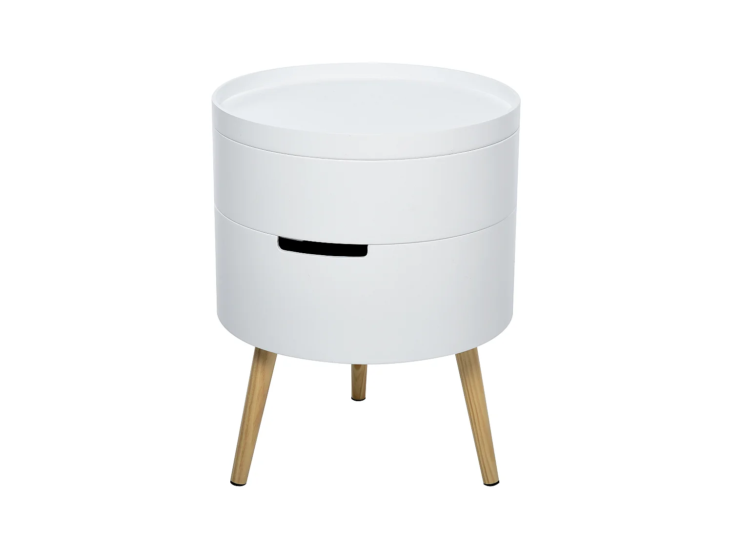Tavolino da caffè con apertura a rotazione in legno bianco
