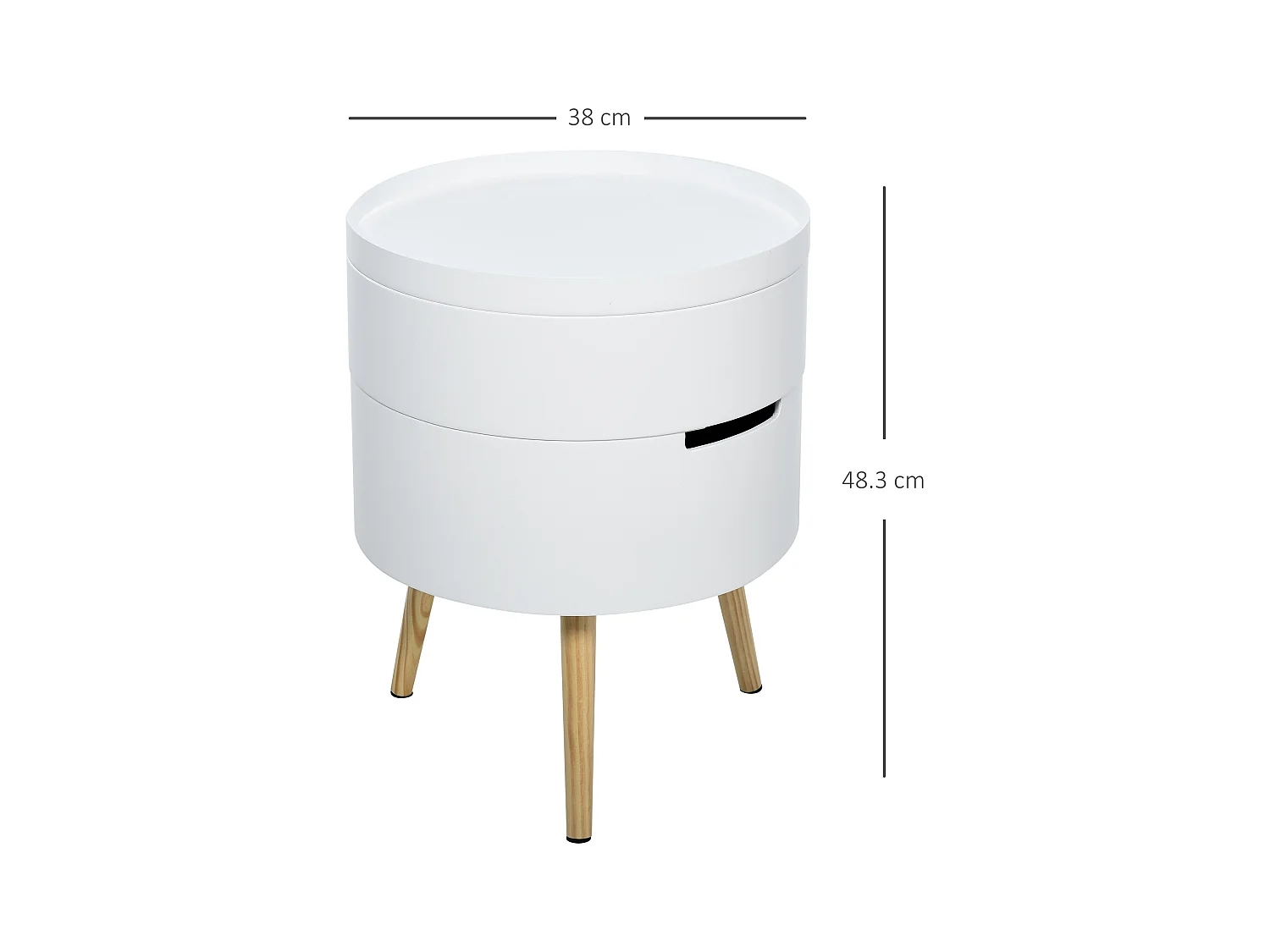 Tavolino da caffè con apertura a rotazione in legno bianco