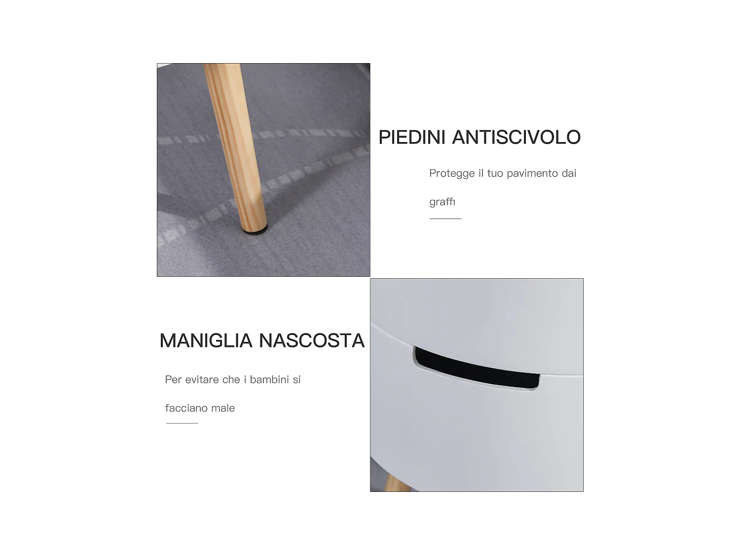 Tavolino da caffè con apertura a rotazione in legno bianco