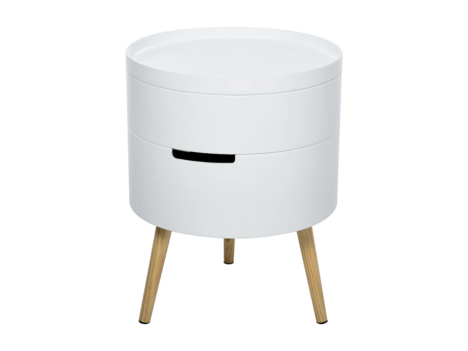 Tavolino da caffè con apertura a rotazione in legno bianco