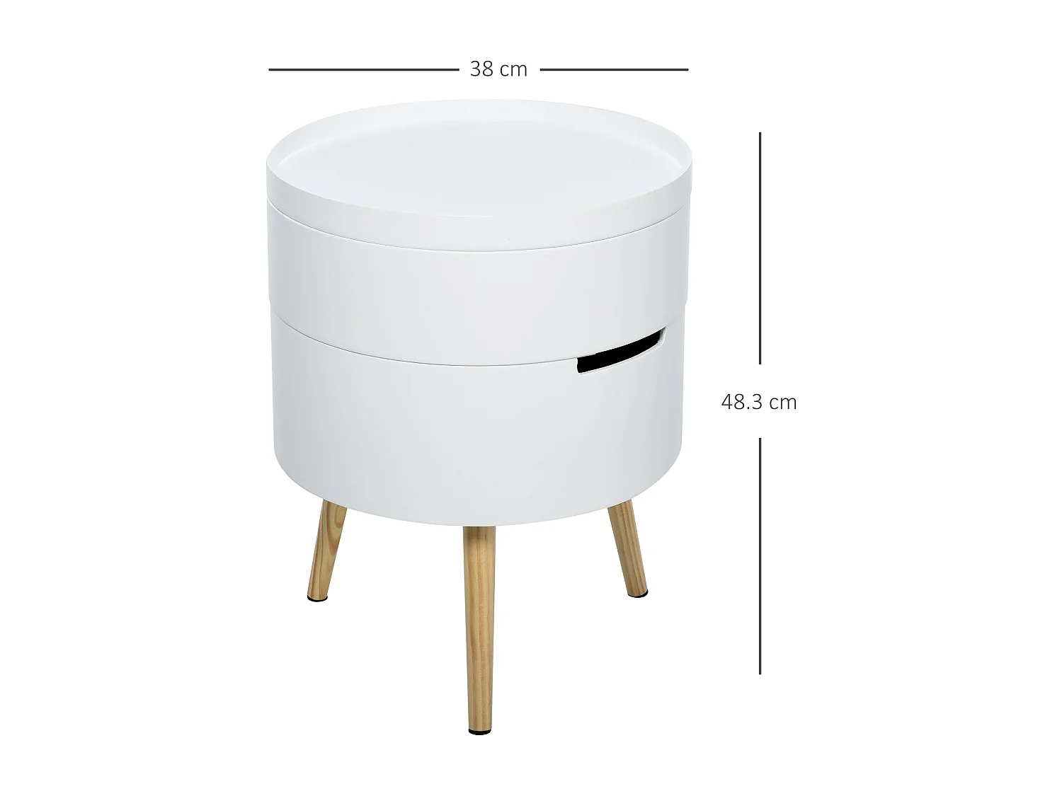 Tavolino da caffè con apertura a rotazione in legno bianco