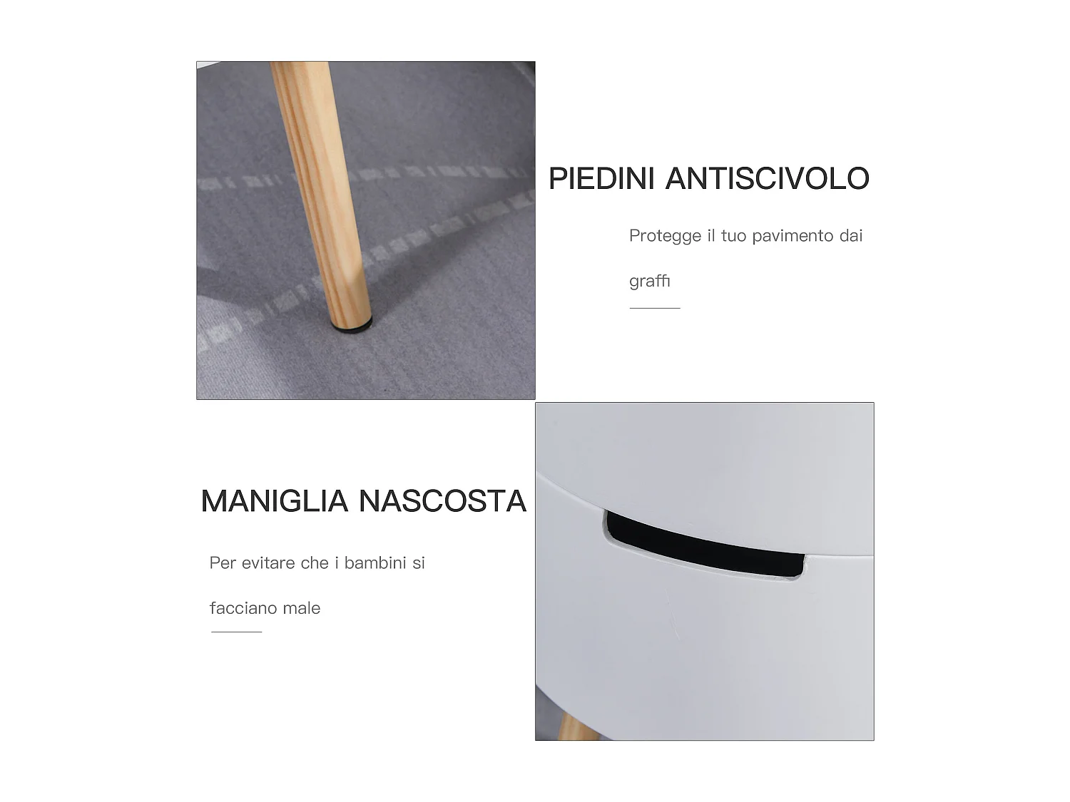 Tavolino da caffè con apertura a rotazione in legno bianco