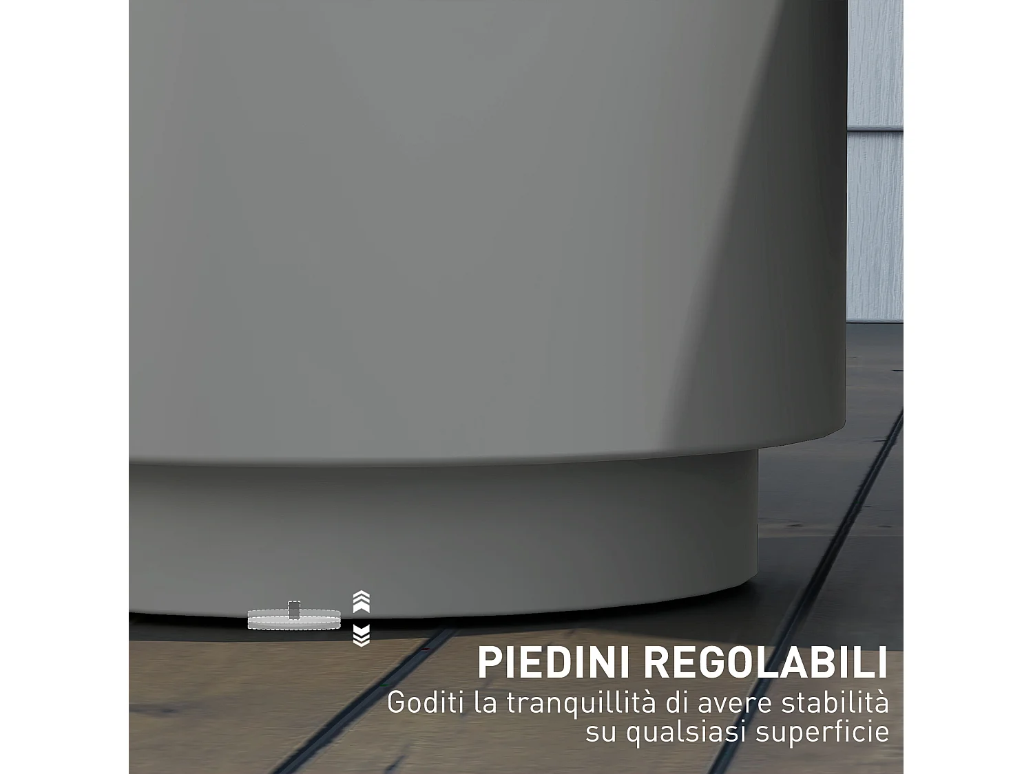 Tavolino multiuso con secchiello ghiaccio e coperchio grigio chiaro