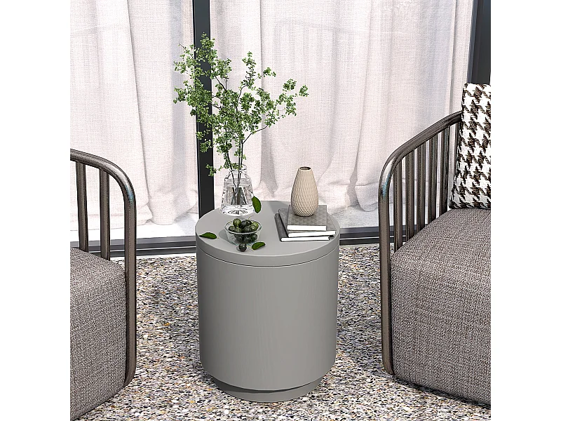 Tavolino multiuso con secchiello ghiaccio e coperchio grigio chiaro