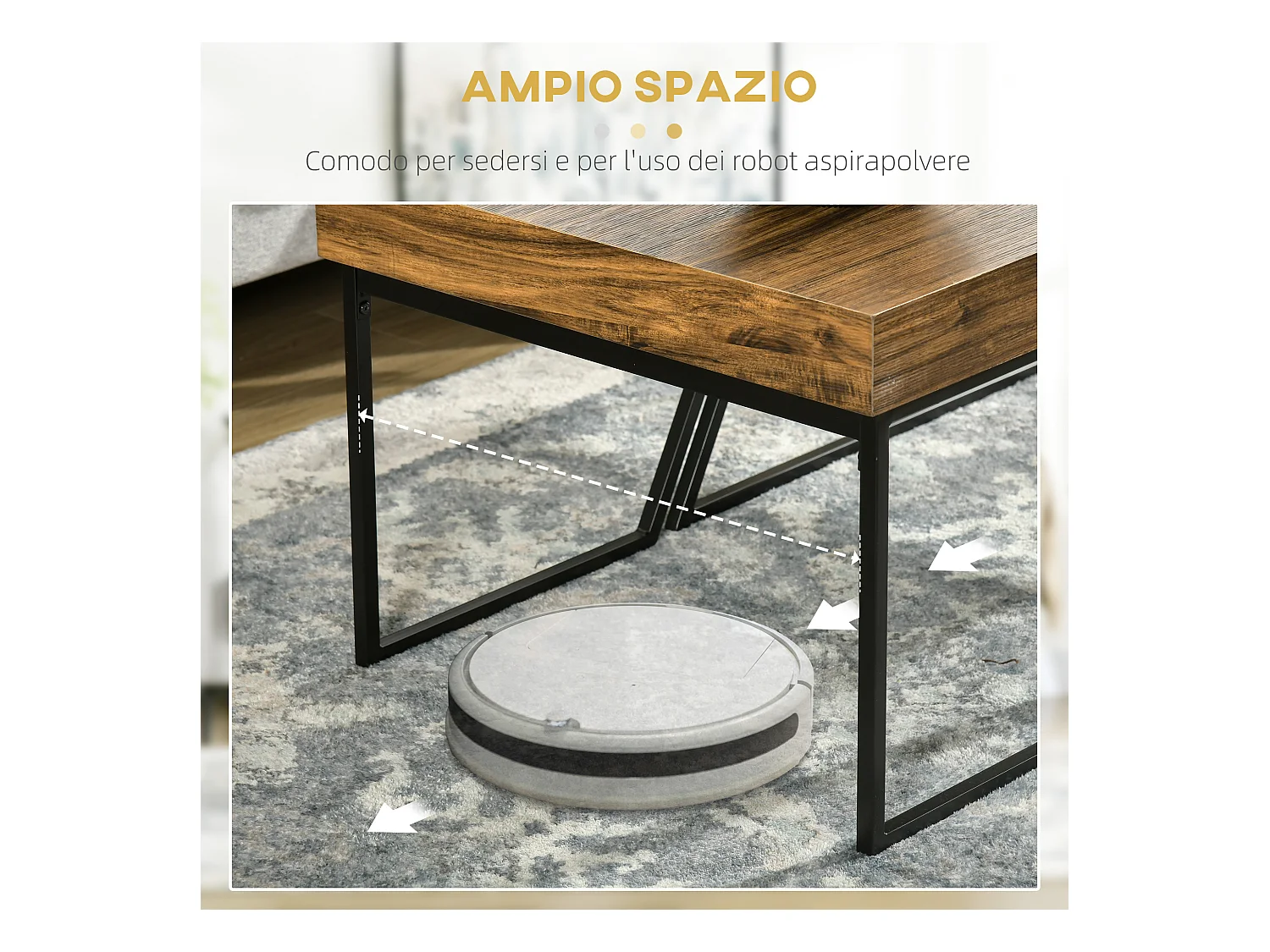 Set 2 tavolini da caffè in truciolato e acciaio industriale