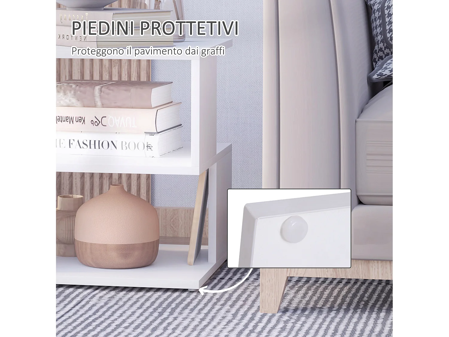 Tavolino da caffè 2 ripiani in legno bianco