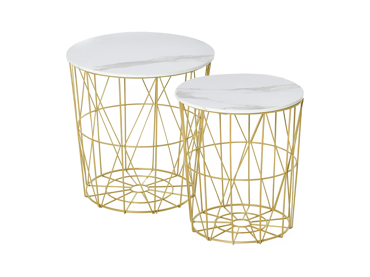 Set 2 tavolini impilabili base contenitore e piano rimovibile