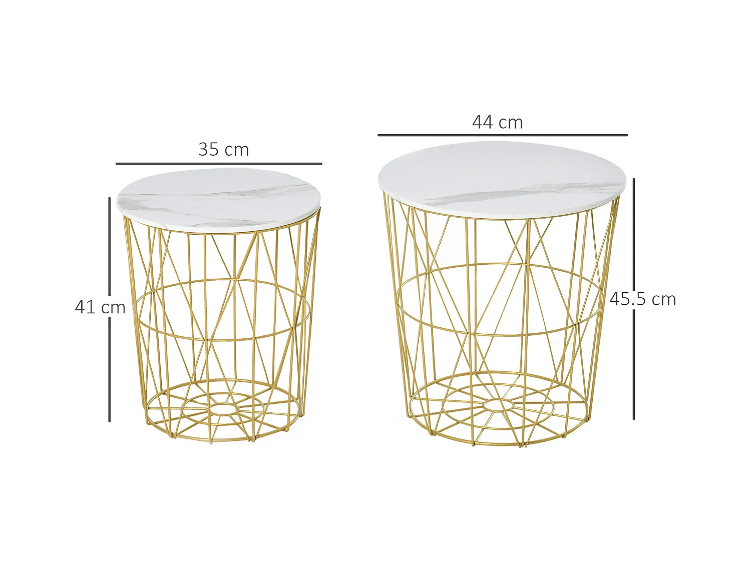 Set 2 tavolini impilabili base contenitore e piano rimovibile