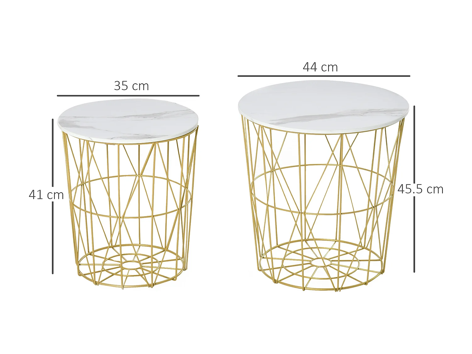 Set 2 tavolini impilabili base contenitore e piano rimovibile