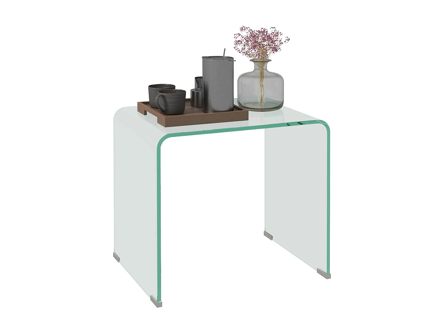 Tavolino da caffè moderno e monoblocco in vetro temperato 50x40x45 cm