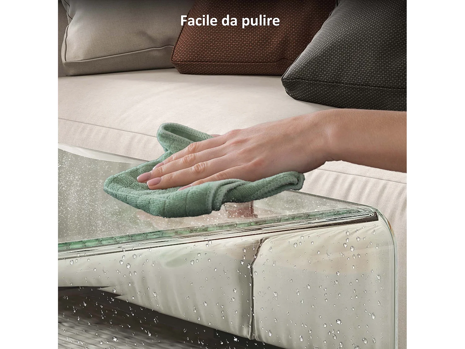 Tavolino da caffè moderno e monoblocco in vetro temperato 50x40x45 cm