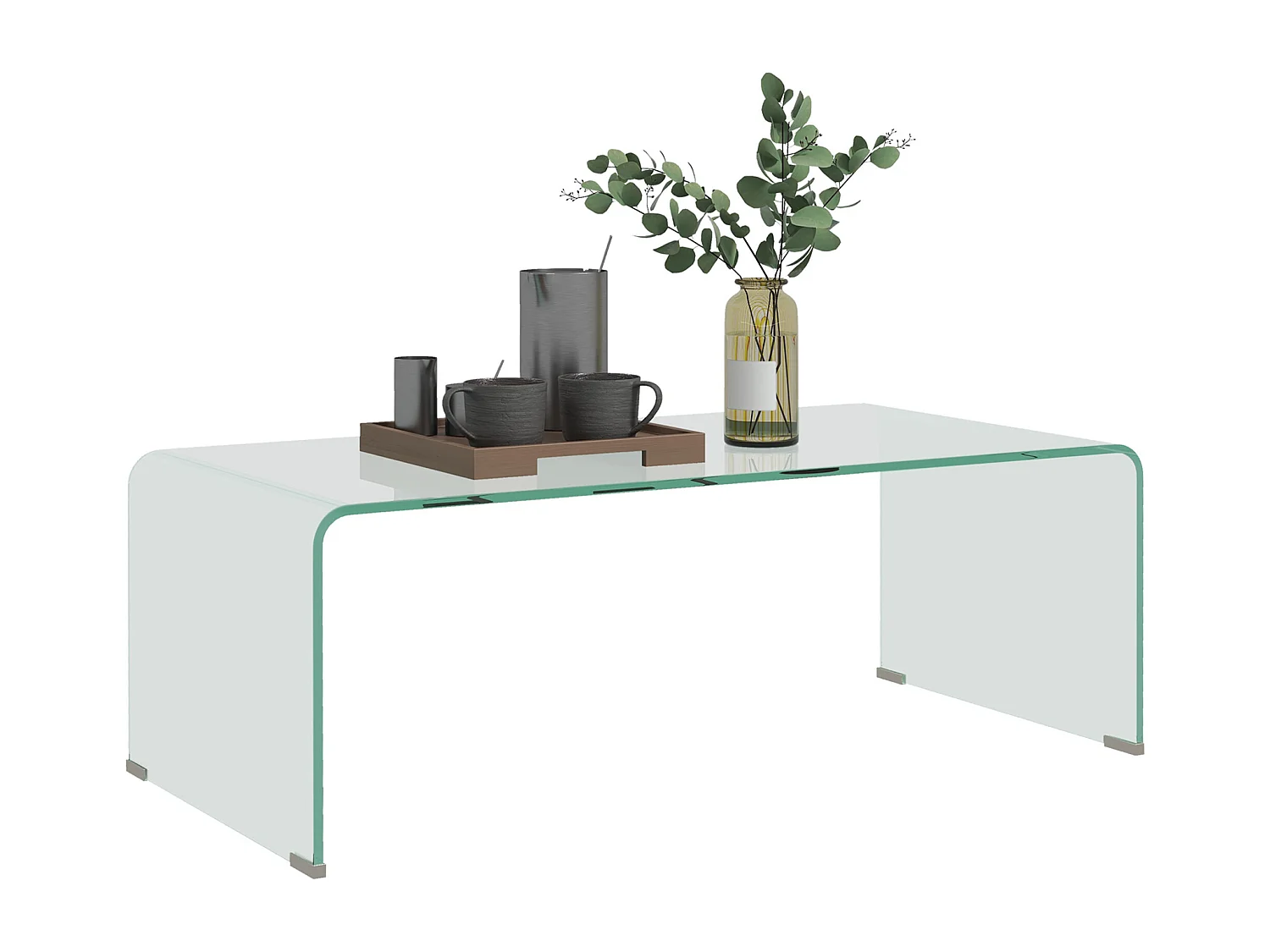 Tavolino da caffè moderno e monoblocco in vetro temperato 100x50x35 cm
