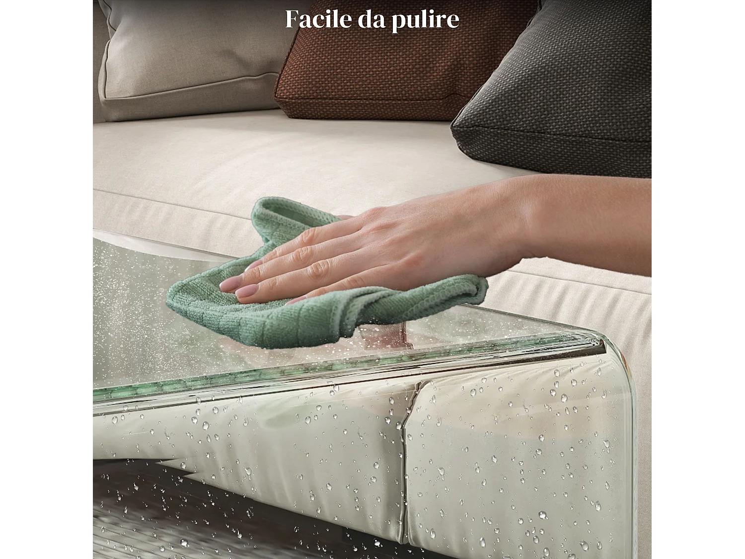 Tavolino da caffè moderno e monoblocco in vetro temperato 100x50x35 cm