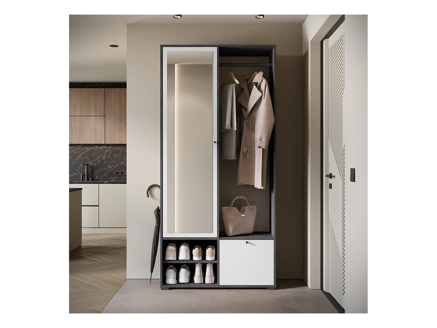MINIO go for it, armoire DAFNI couleur matera/blanc