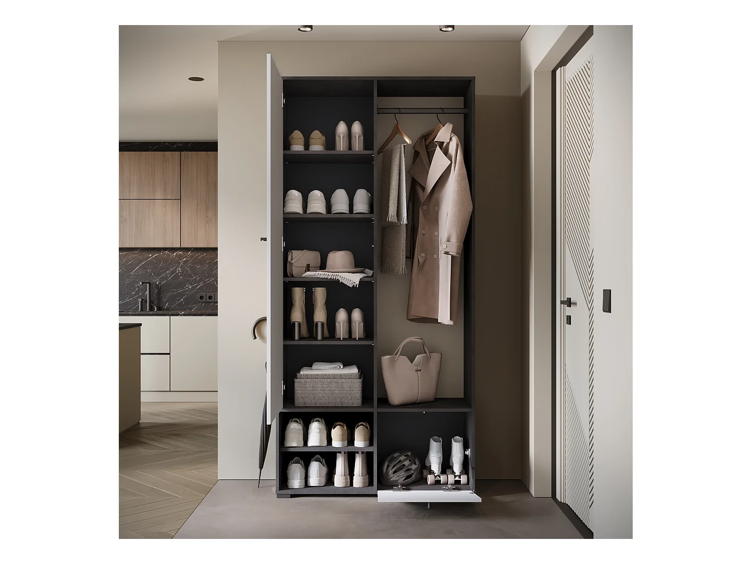 MINIO go for it, armoire DAFNI couleur matera/blanc