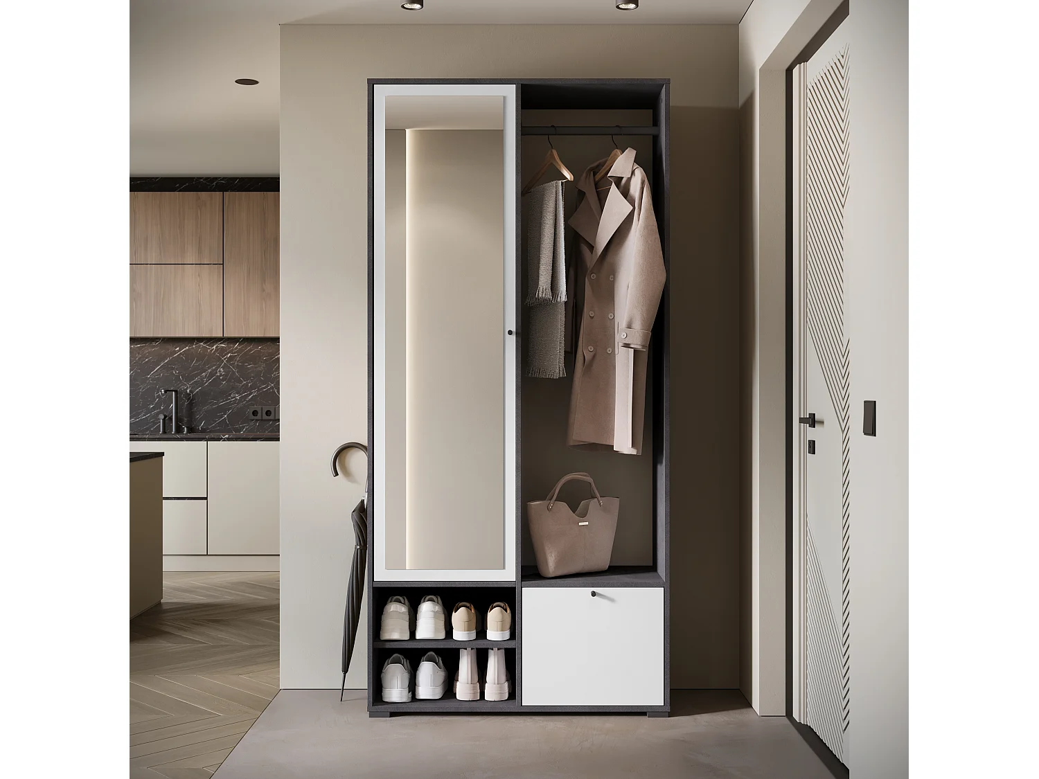 MINIO go for it, armoire DAFNI couleur matera/blanc