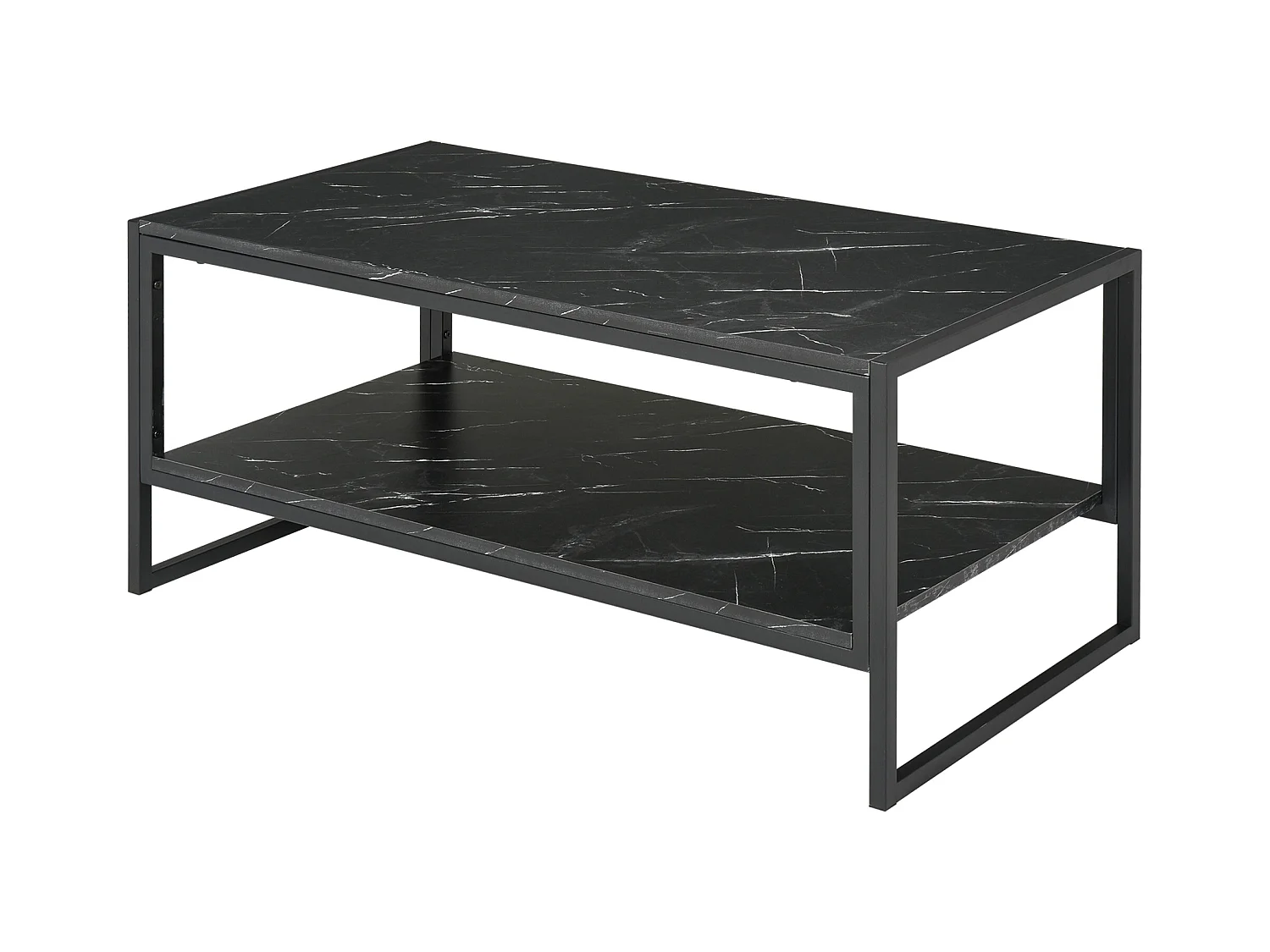 Tavolino da caffè nero effetto marmo con ripiano