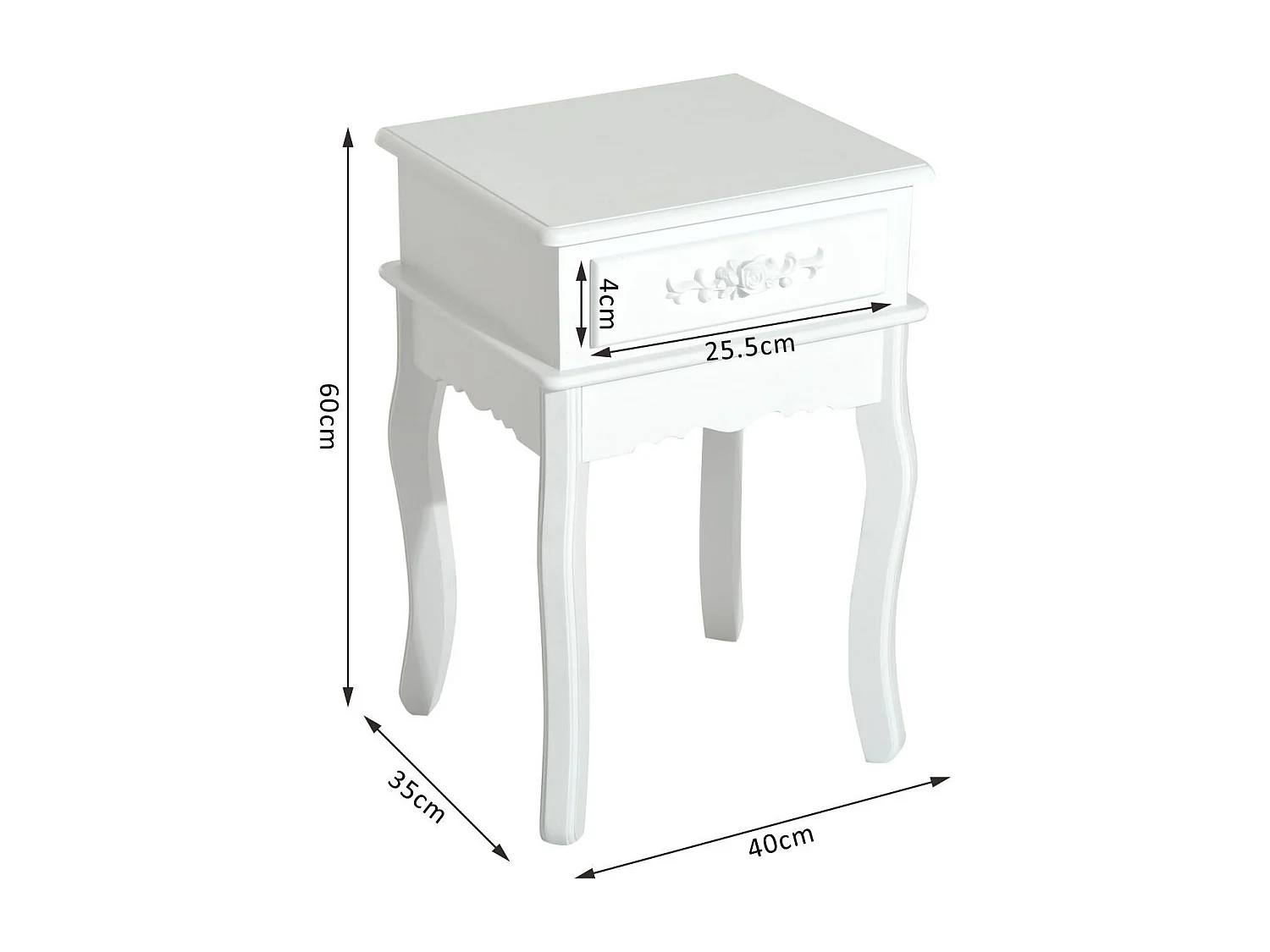 Tavolino da divano con cassetto multiuso in legno bianco