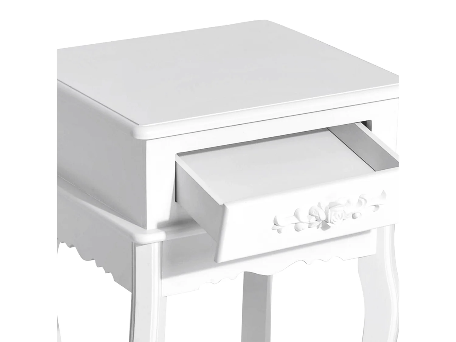 Tavolino da divano con cassetto multiuso in legno bianco