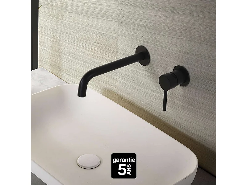 Mitigeur Lavabo Encastré Salle de Bain noir mat – Anti-Calcaire – Design moderne - ETNA IMEX