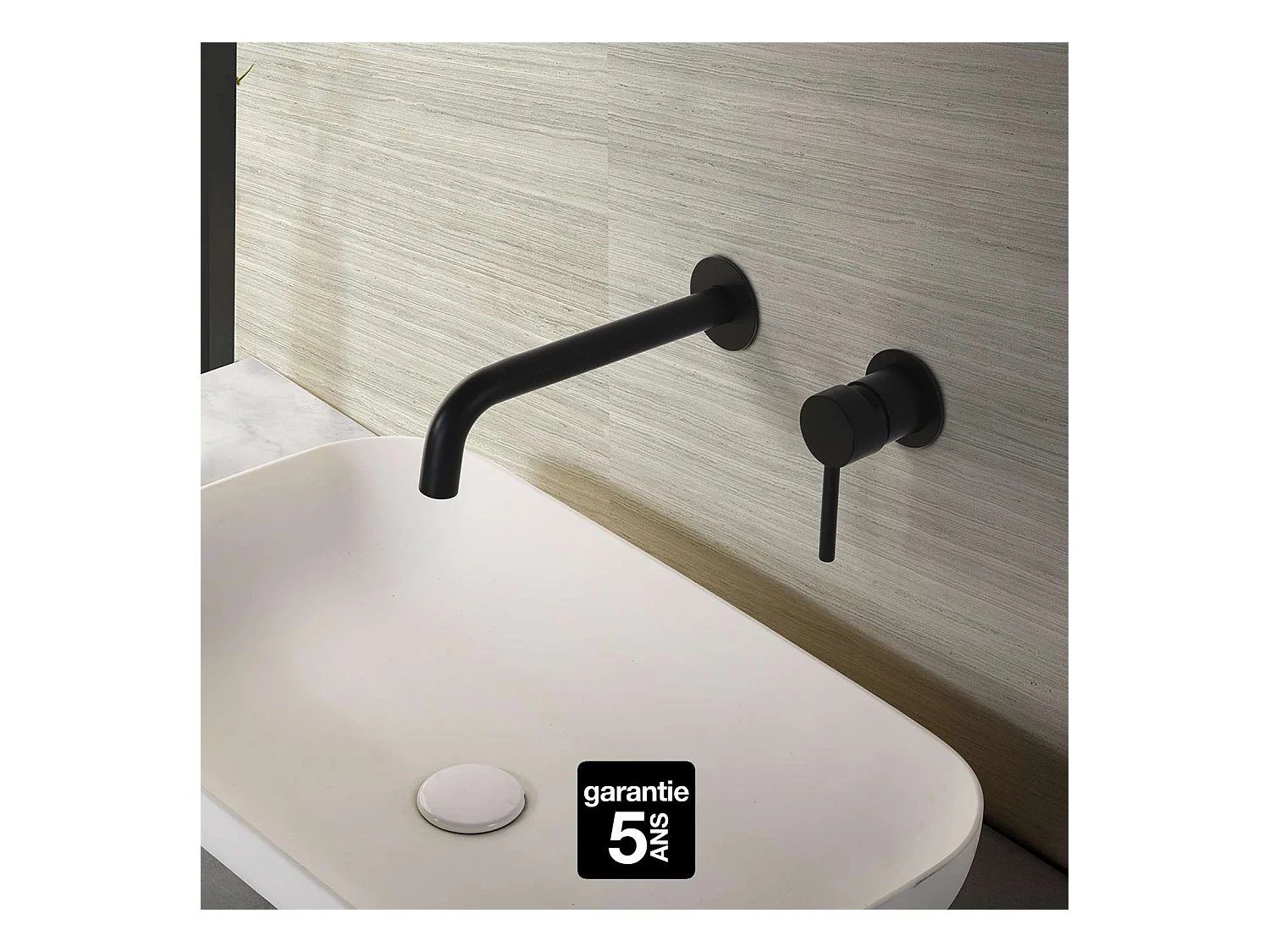Mitigeur Lavabo Encastré Salle de Bain noir mat – Anti-Calcaire – Design moderne - ETNA IMEX