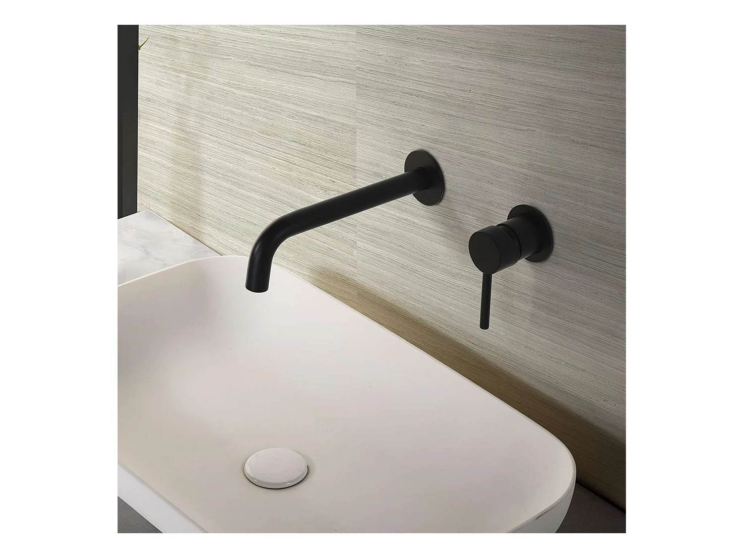 Mitigeur Lavabo Encastré Salle de Bain noir mat – Anti-Calcaire – Design moderne - ETNA IMEX