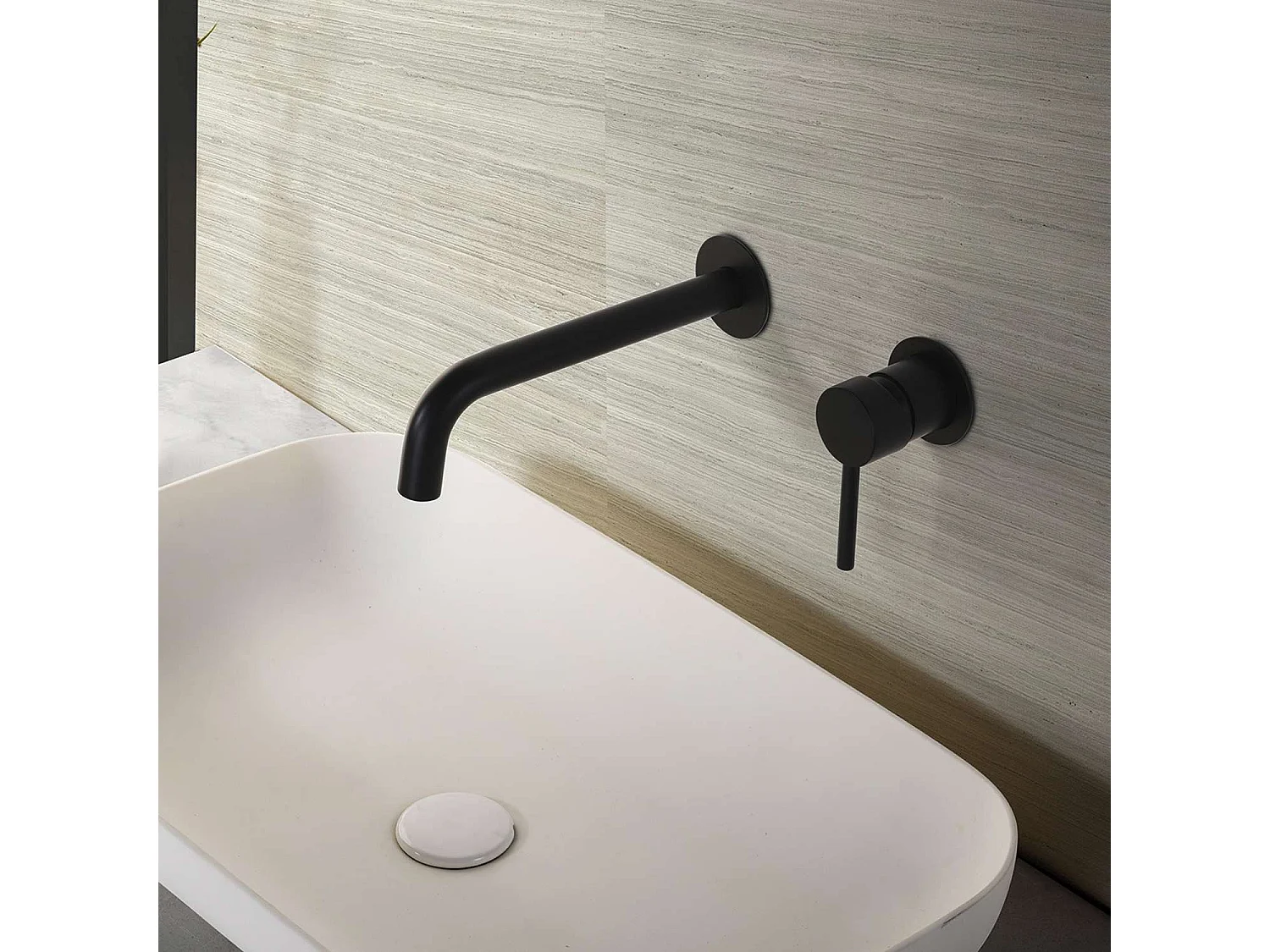 Mitigeur Lavabo Encastré Salle de Bain noir mat – Anti-Calcaire – Design moderne - ETNA IMEX