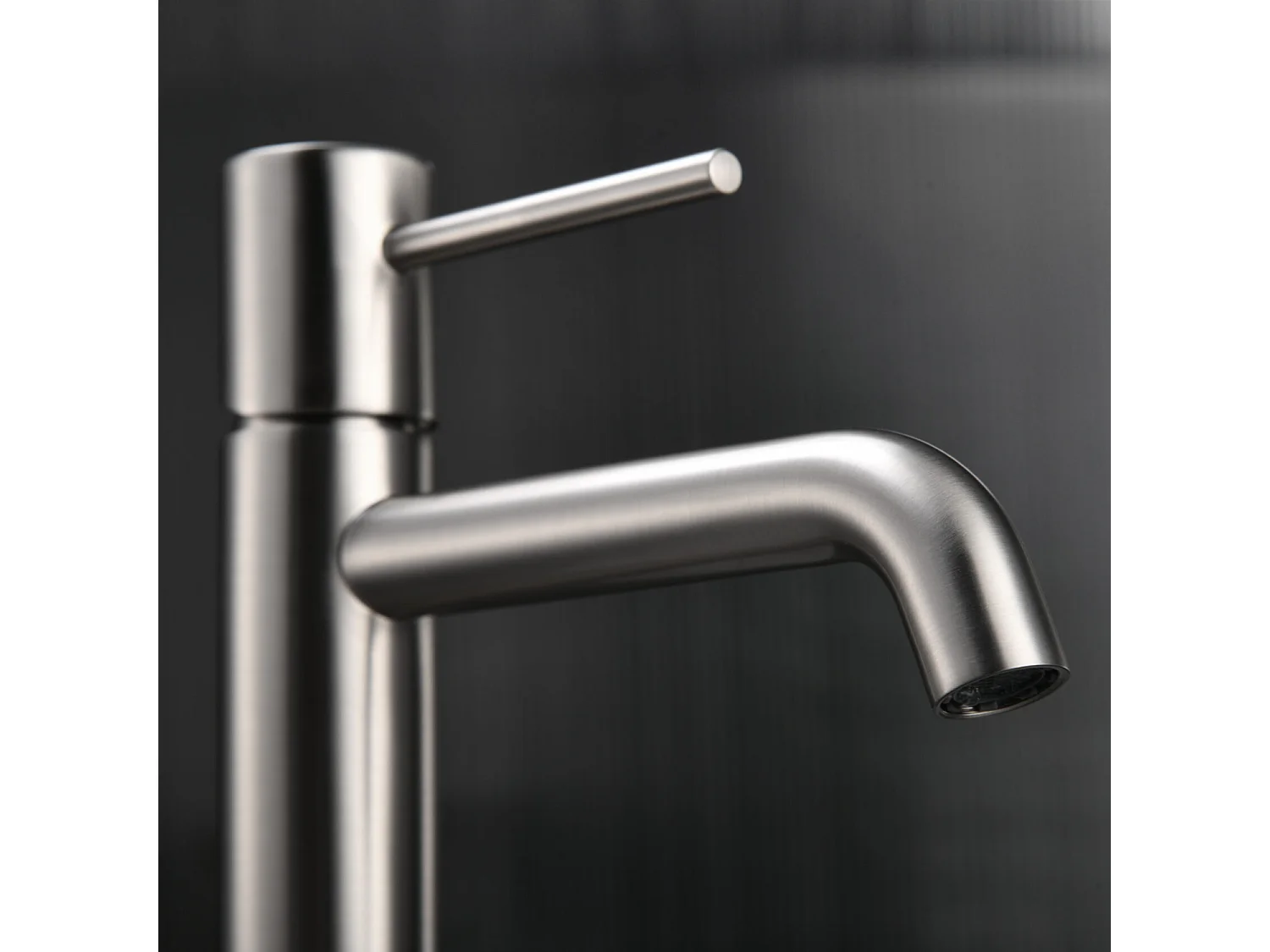 Mitigeur Lavabo Salle de Bain niquel brossé – Bec Bas Anti-Calcaire – Design Moderne - MONZA IMEX