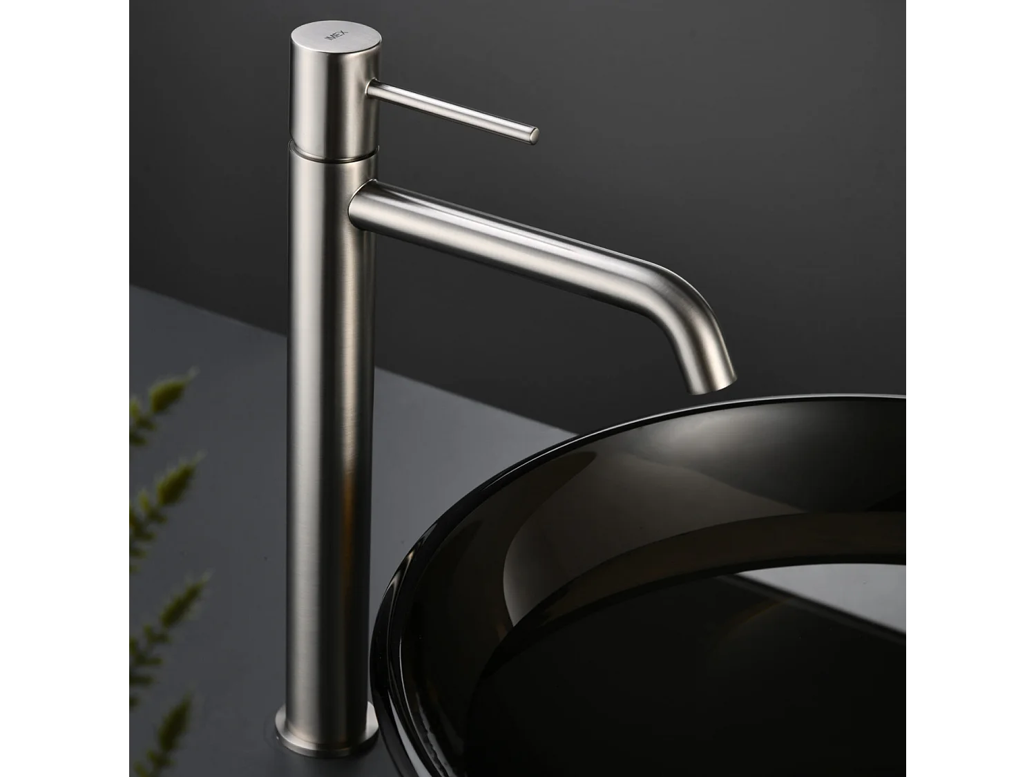 Mitigeur Lavabo Salle de Bain niquel brossé – Bec Haut Anti-Calcaire – Design Moderne - MONZA IMEX