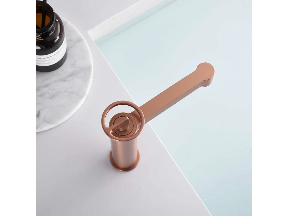 Robinet Mitigeur de Lavabo Anti-Calcaire Bec Bas Or Rose Cuivré OLIMPO BDC033-1ORC