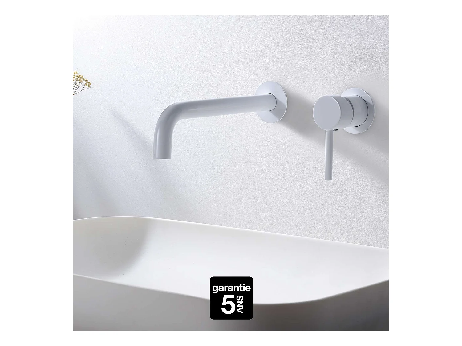 Mitigeur Lavabo Encastré Salle de Bain blanc mat – Anti-Calcaire – Design moderne - ETNA IMEX