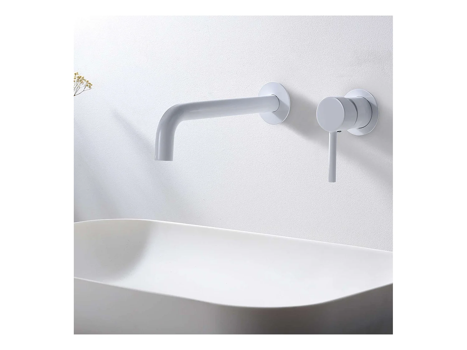 Mitigeur Lavabo Encastré Salle de Bain blanc mat – Anti-Calcaire – Design moderne - ETNA IMEX