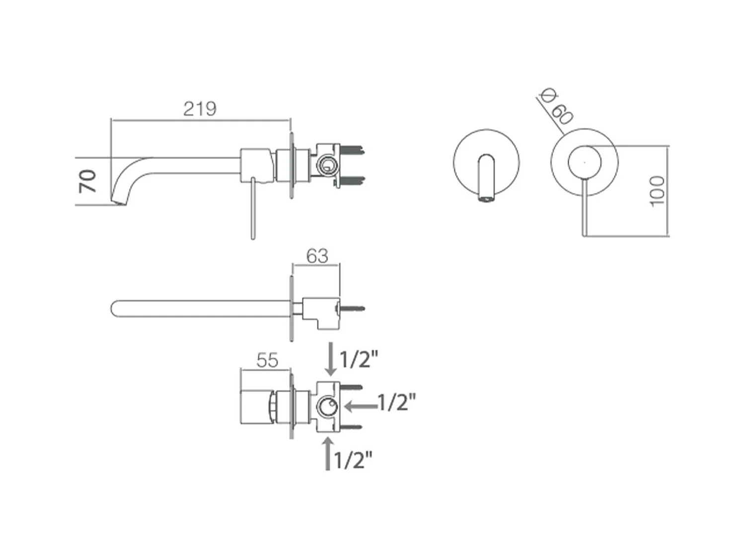 Mitigeur Lavabo Encastré Salle de Bain blanc mat – Anti-Calcaire – Design moderne - ETNA IMEX