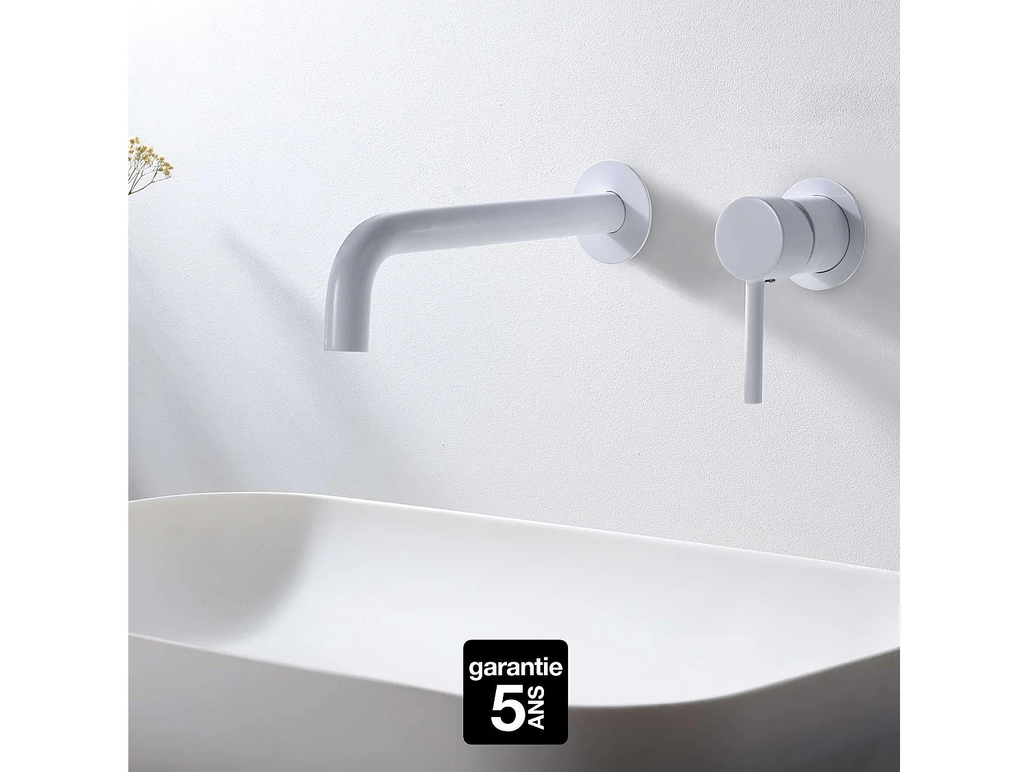 Mitigeur Lavabo Encastré Salle de Bain blanc mat – Anti-Calcaire – Design moderne - ETNA IMEX