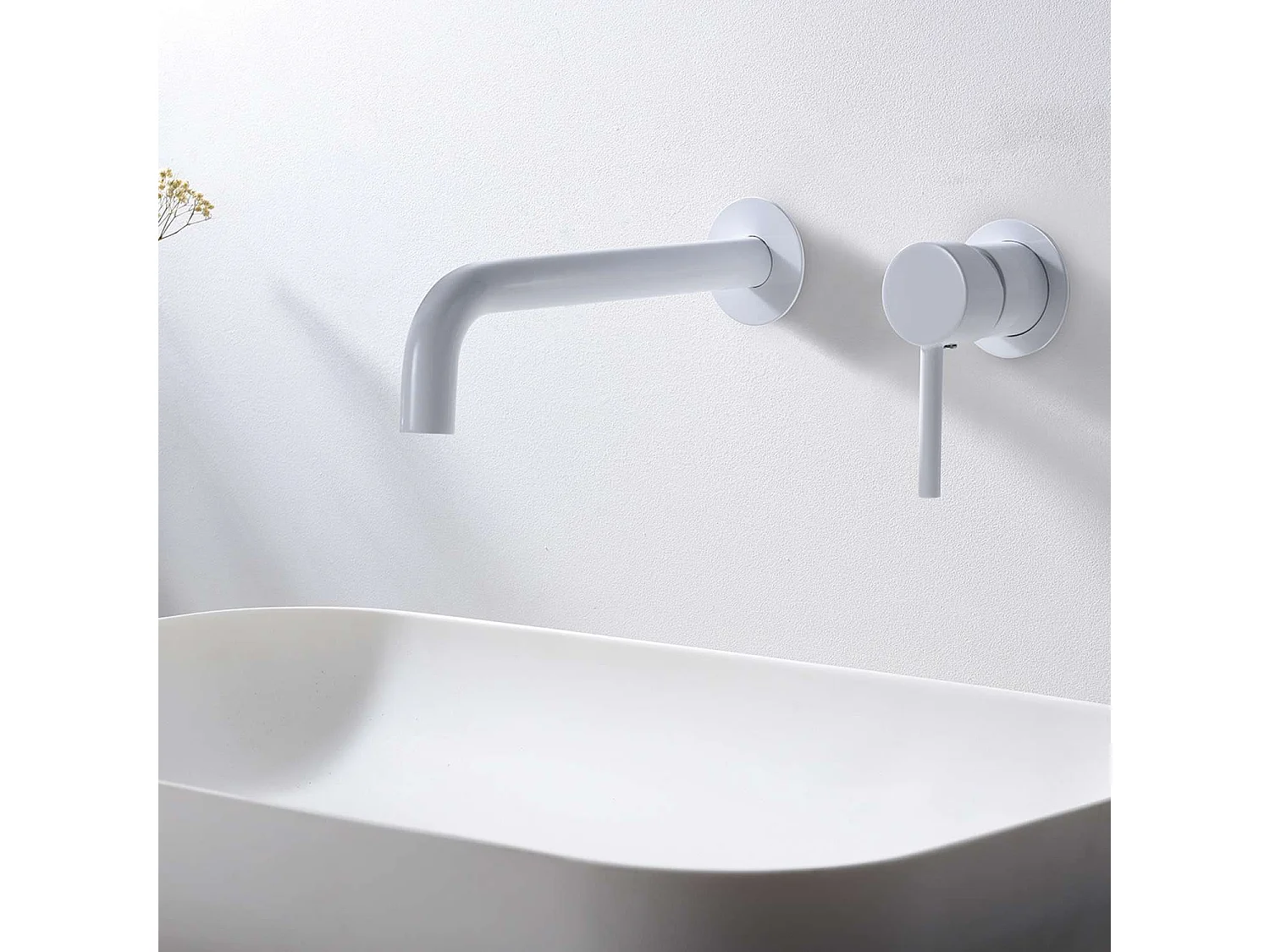 Mitigeur Lavabo Encastré Salle de Bain blanc mat – Anti-Calcaire – Design moderne - ETNA IMEX
