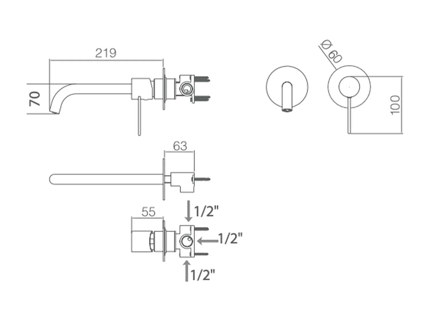 Mitigeur Lavabo Encastré Salle de Bain blanc mat – Anti-Calcaire – Design moderne - ETNA IMEX