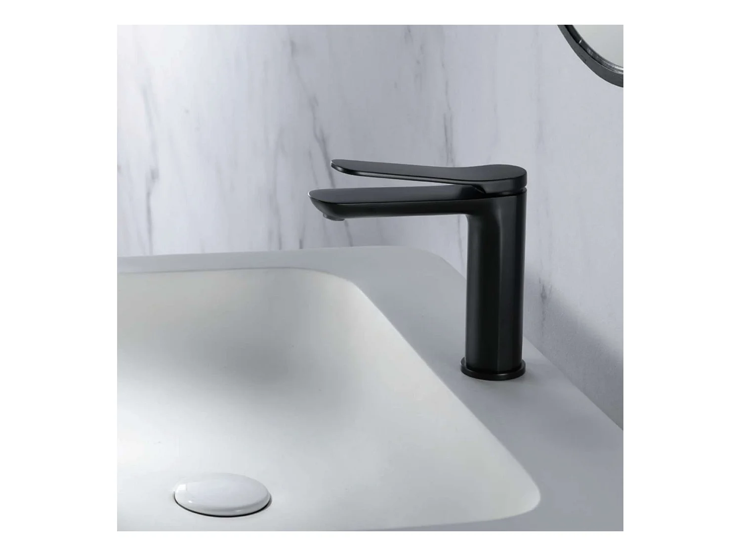 Mitigeur Lavabo Salle de Bain noir mat – Bec Bas Anti-Calcaire – Design Moderne - DINAMARCA IMEX