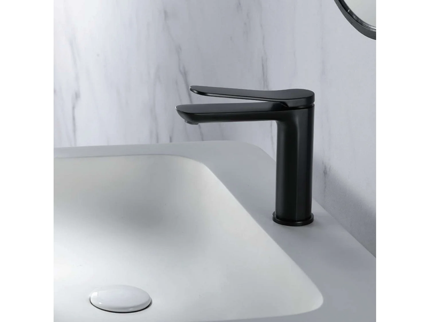 Mitigeur Lavabo Salle de Bain noir mat – Bec Bas Anti-Calcaire – Design Moderne - DINAMARCA IMEX