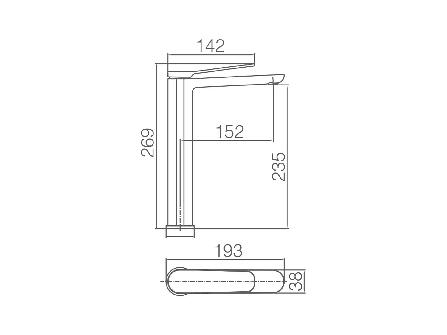 Mitigeur Lavabo Salle de Bain chromé – Bec Haut Anti-Calcaire – Design moderne - DINAMARCA IMEX