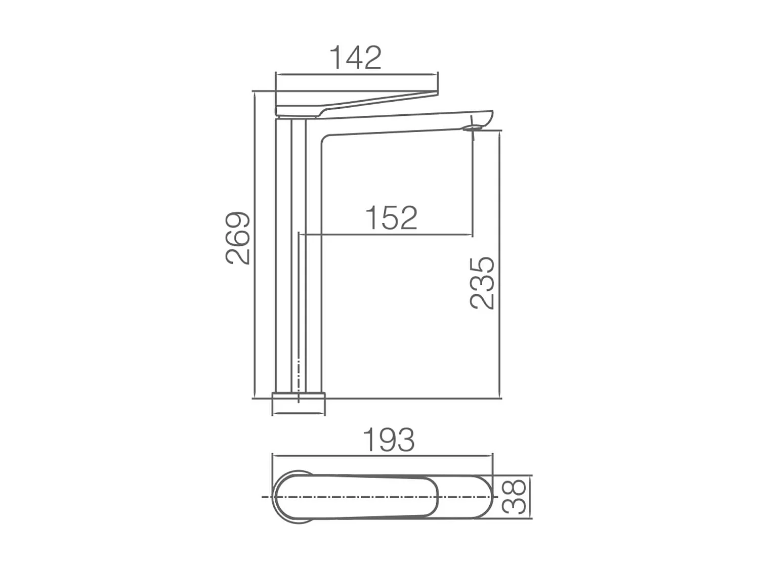 Mitigeur Lavabo Salle de Bain chromé – Bec Haut Anti-Calcaire – Design moderne - DINAMARCA IMEX