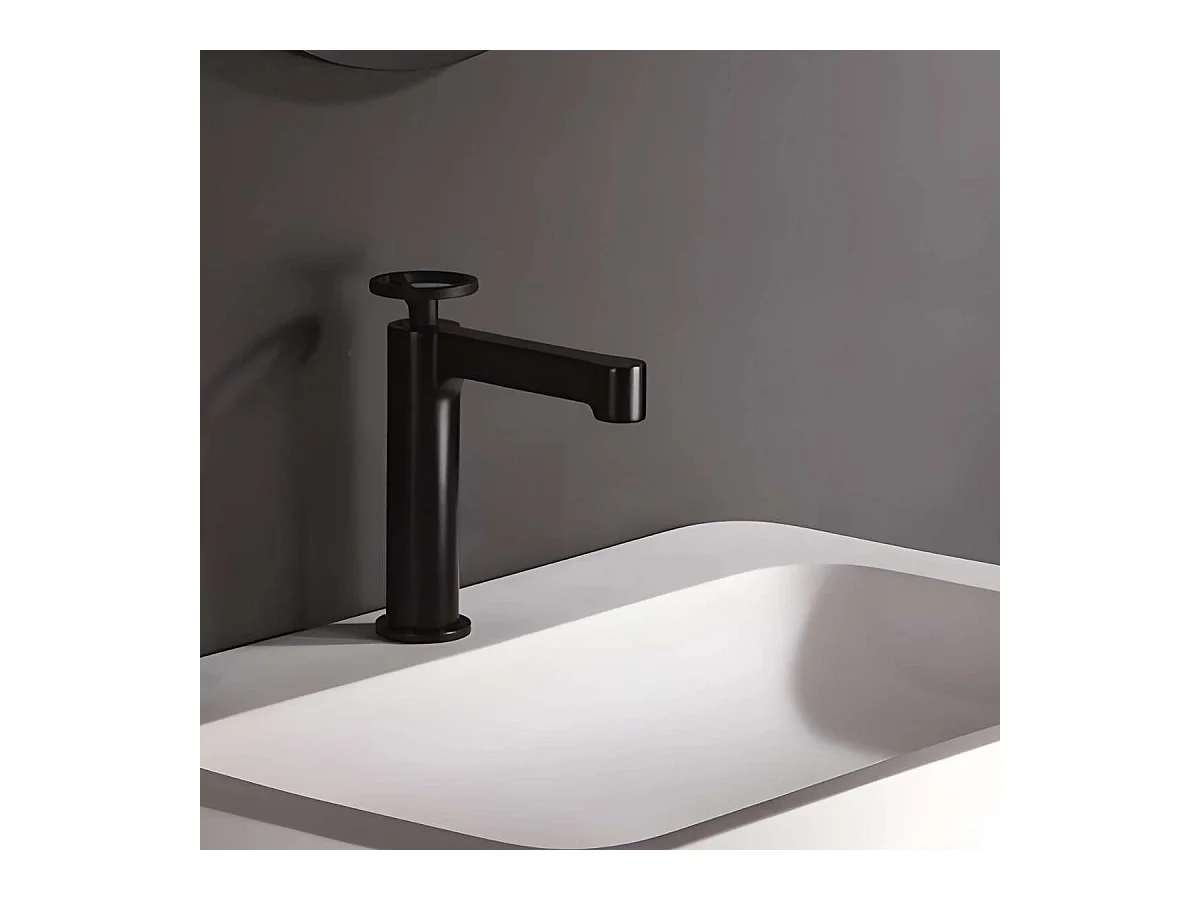 Mitigeur Lavabo Salle de Bain noir mat – Bec Bas Anti-Calcaire – Design moderne - OLIMPO IMEX