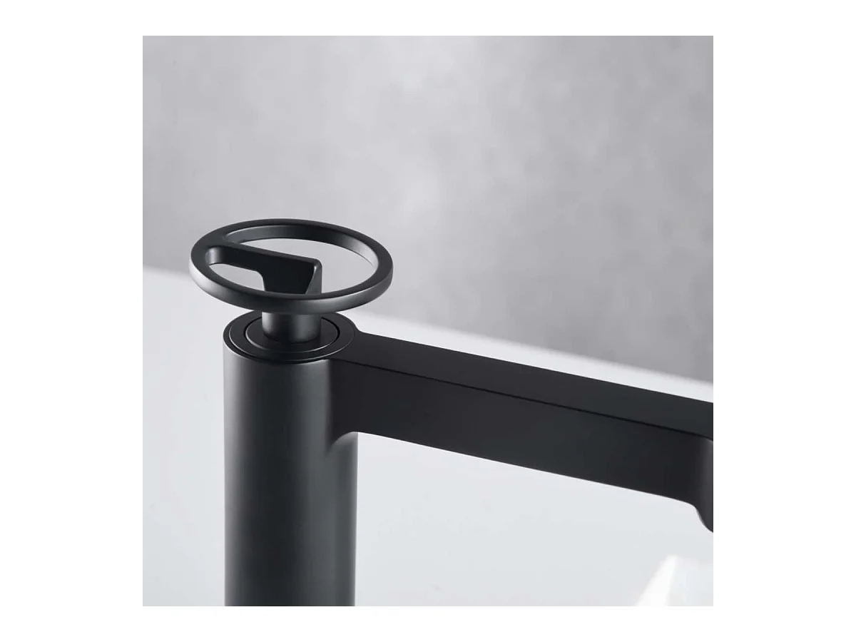 Mitigeur Lavabo Salle de Bain noir mat – Bec Bas Anti-Calcaire – Design moderne - OLIMPO IMEX