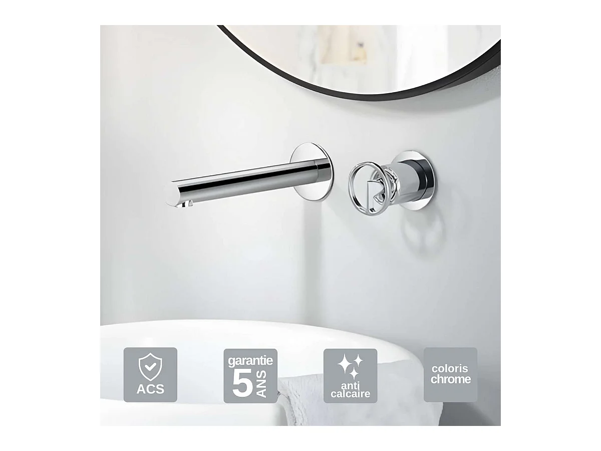 Robinet Mitigeur de Lavabo Encastré Anti-Calcaire Chrome IMEX OLIMPO GLC033