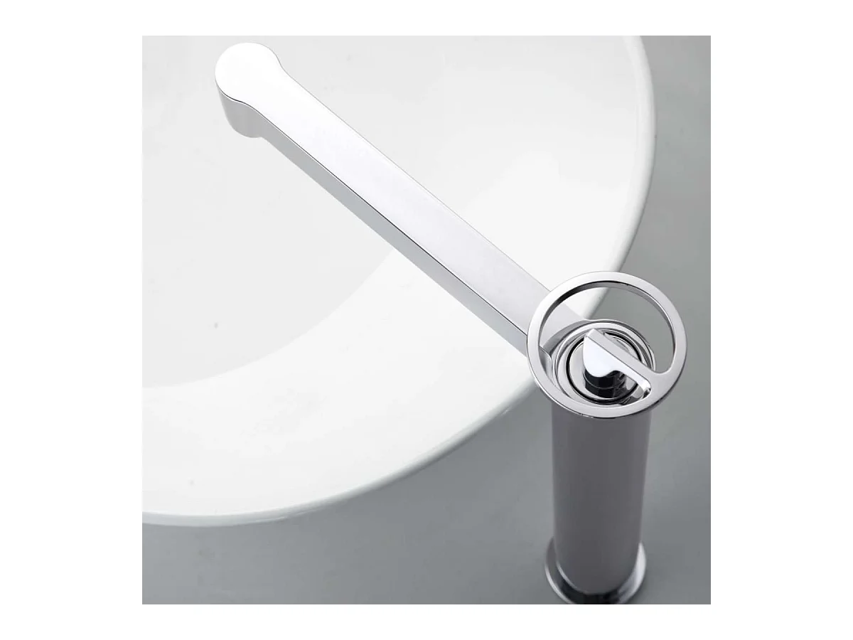 Mitigeur Lavabo Salle de Bain chromé – Bec Haut Anti-Calcaire – Design moderne - OLIMPO IMEX