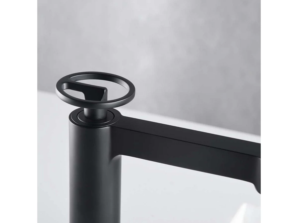 Mitigeur Lavabo Salle de Bain noir mat – Bec Haut Anti-Calcaire – Design moderne - OLIMPO IMEX