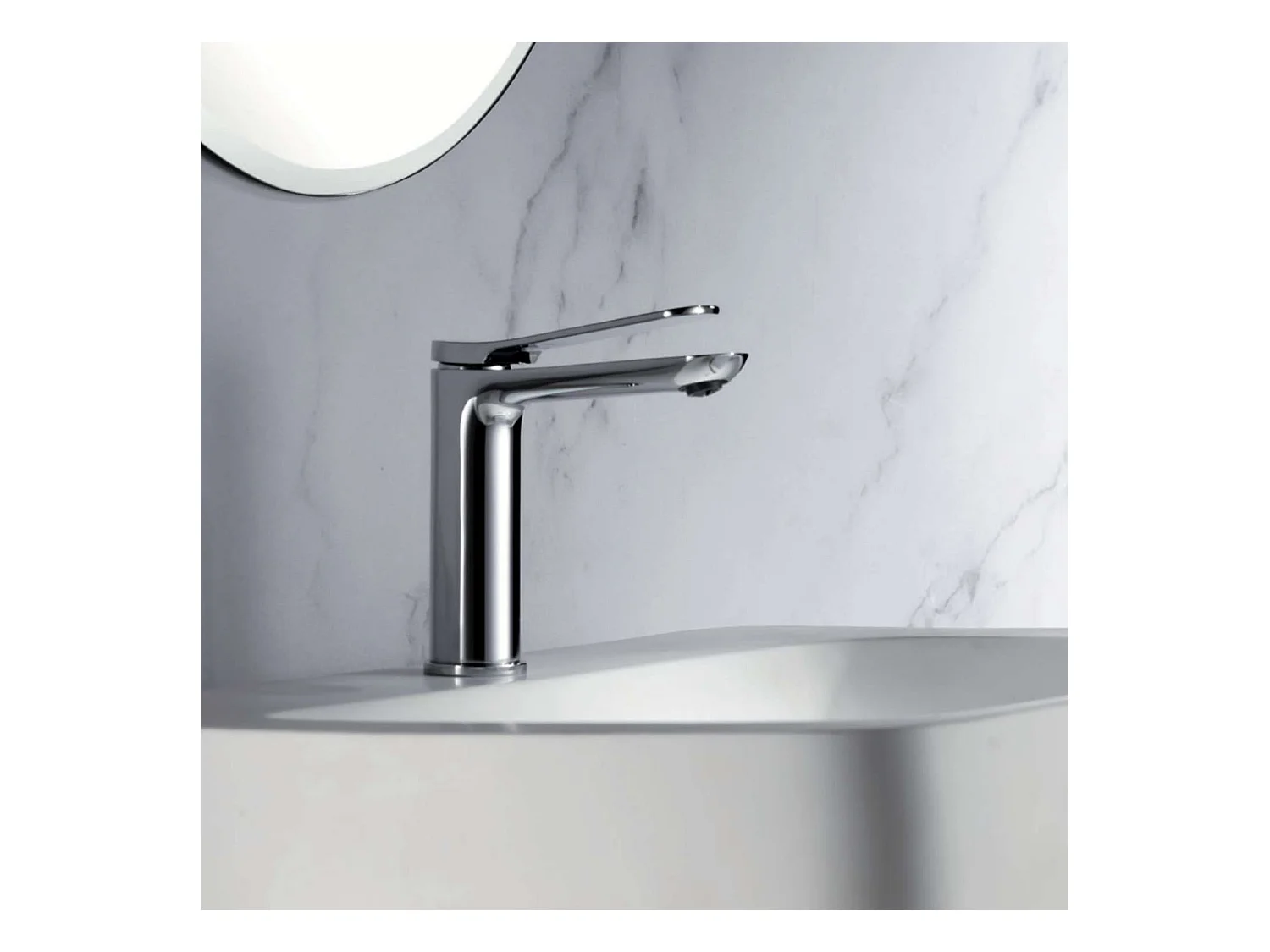 Mitigeur Lavabo Salle de Bain chromé – Bec Bas Anti-Calcaire – Design moderne - DINAMARCA IMEX