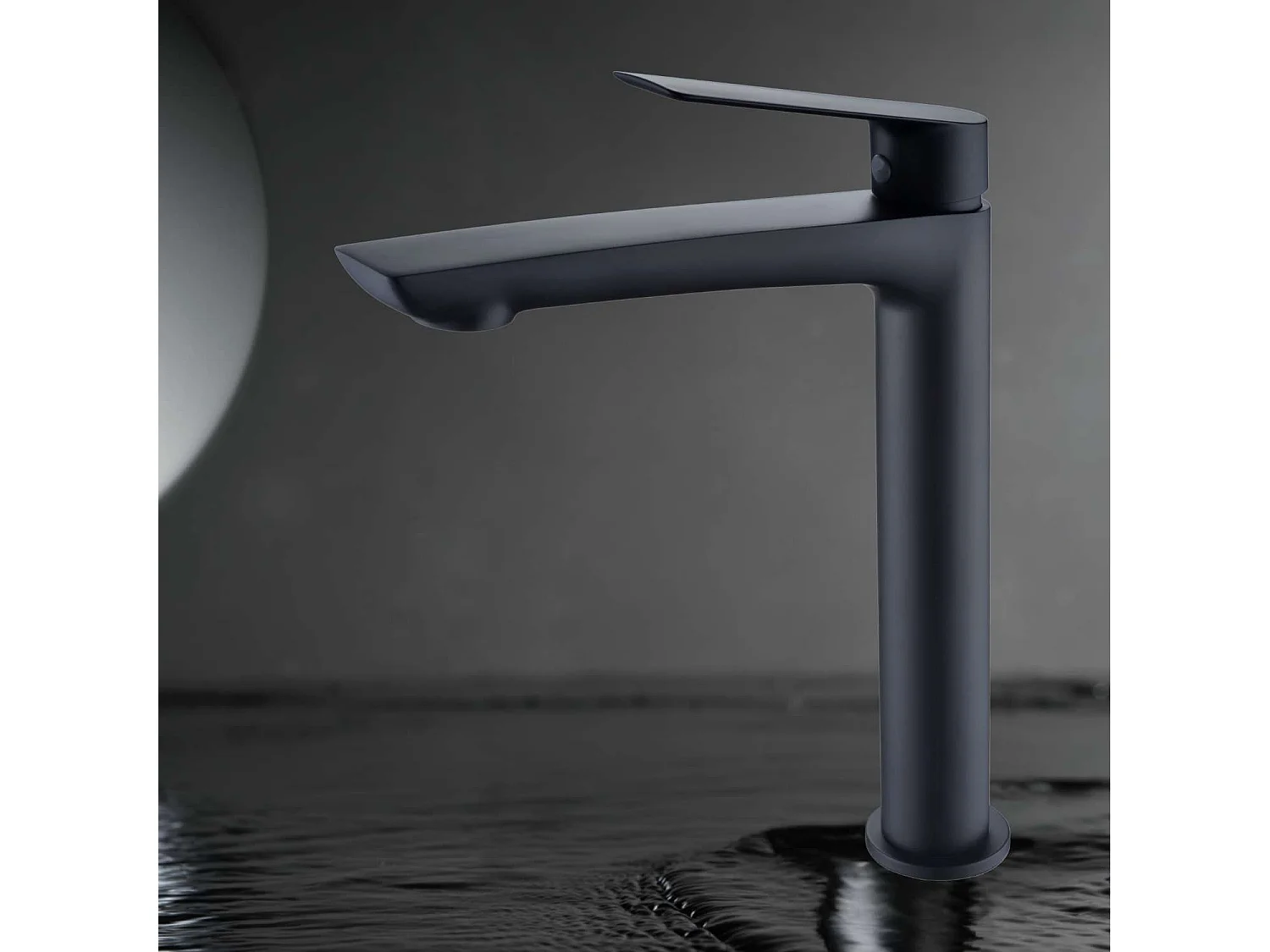 Mitigeur Lavabo Salle de Bain noir mat – Bec Haut Anti-Calcaire – Design moderne - LUXOR IMEX